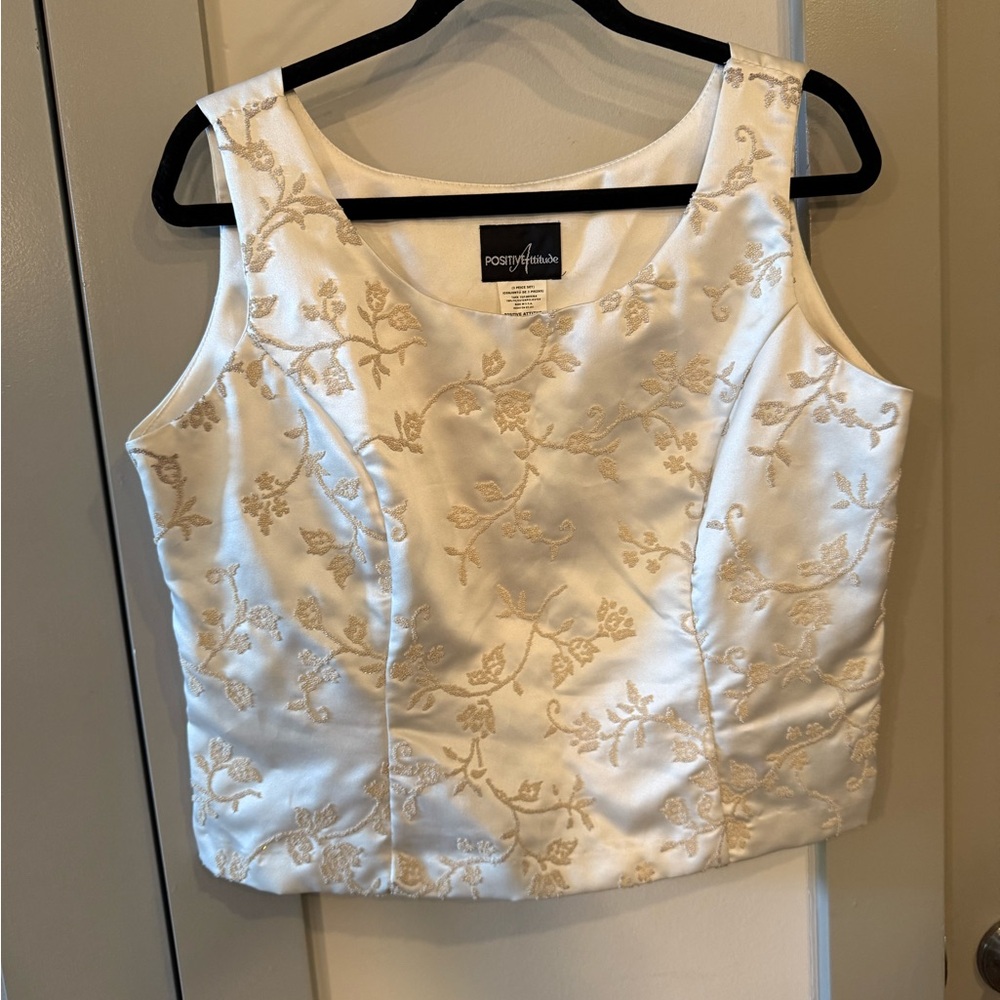 White and Gold Floral Women's Top